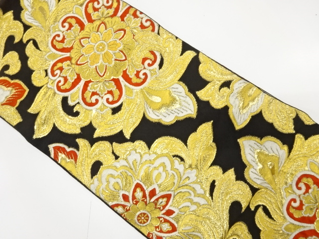 JAPANESE KIMONO / ANTIQUE FUKURO OBI / SILK / WOVEN FLOWER CREST